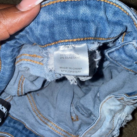 Fashion Nova Light Blue Ripped Jean Shorts - Picture 4 of 4